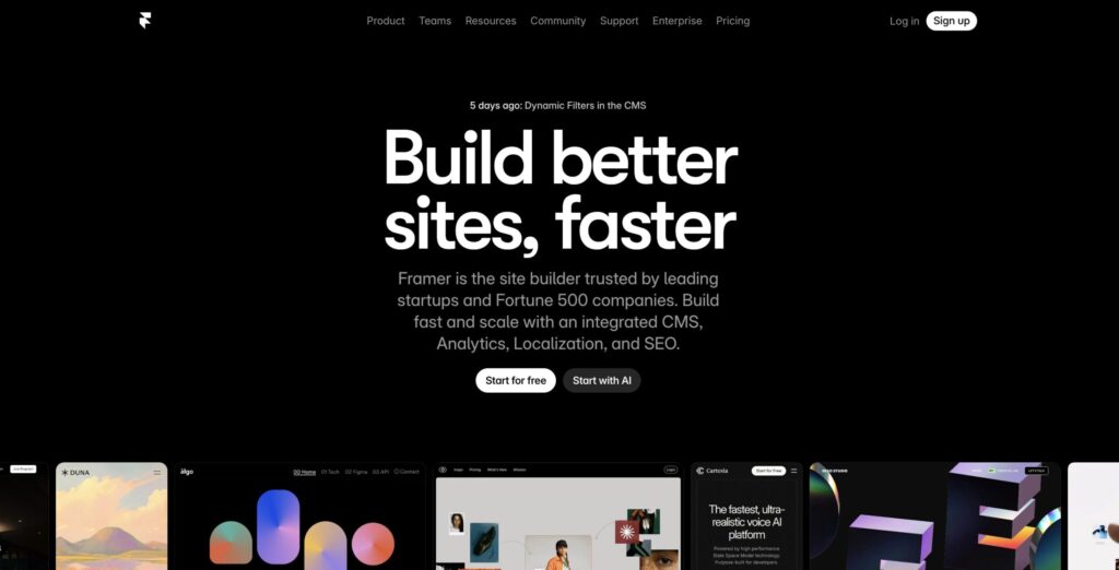 Framer公式サイトの画像